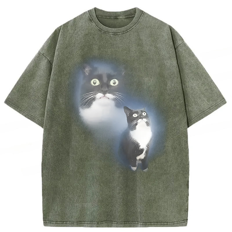 Pet Cat Portrait Washed Unisex Tee