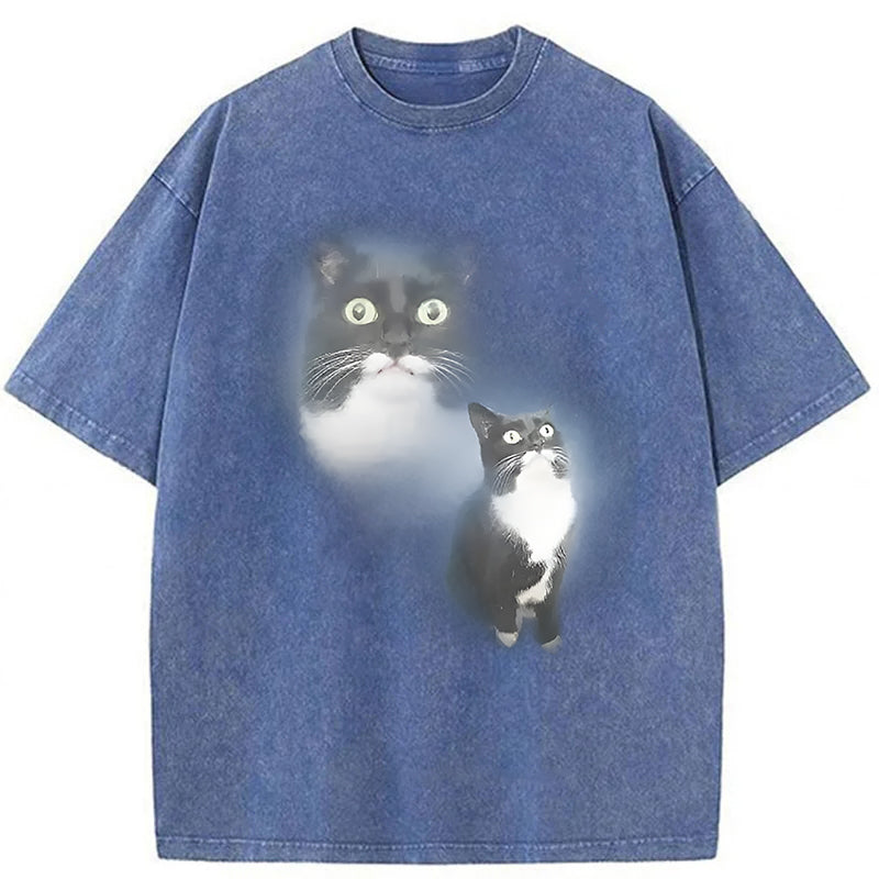 Pet Cat Portrait Washed Unisex Tee