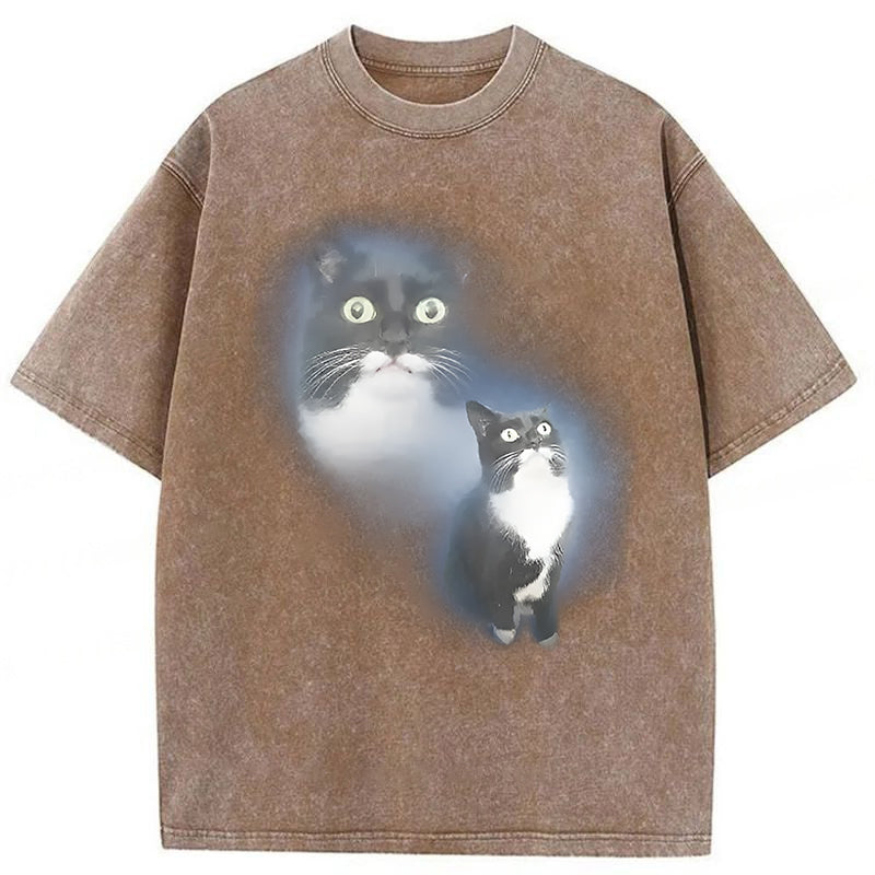 Pet Cat Portrait Washed Unisex Tee