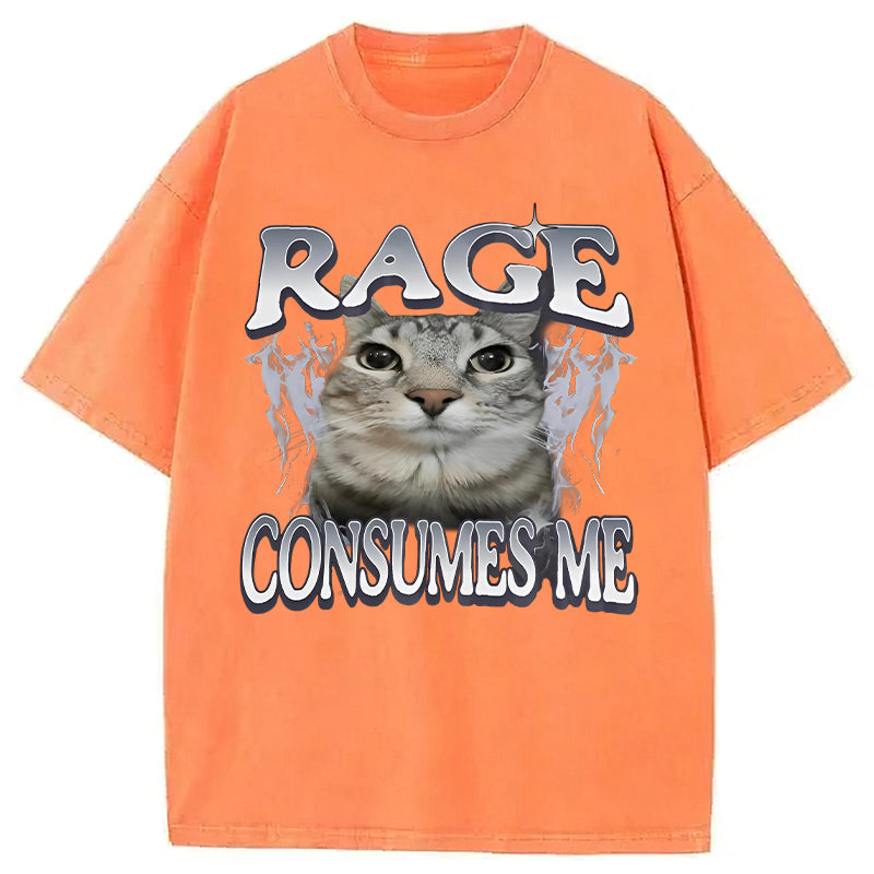 Rage Consumes Me Cat Washed Unisex Tee