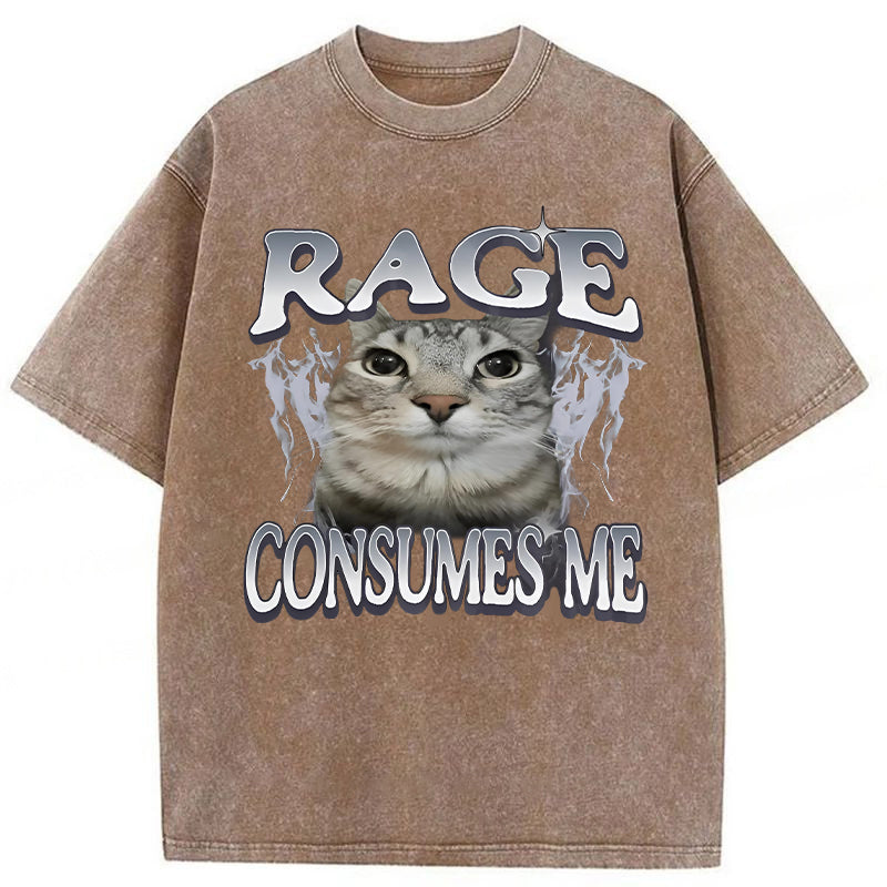 Rage Consumes Me Cat Washed Unisex Tee