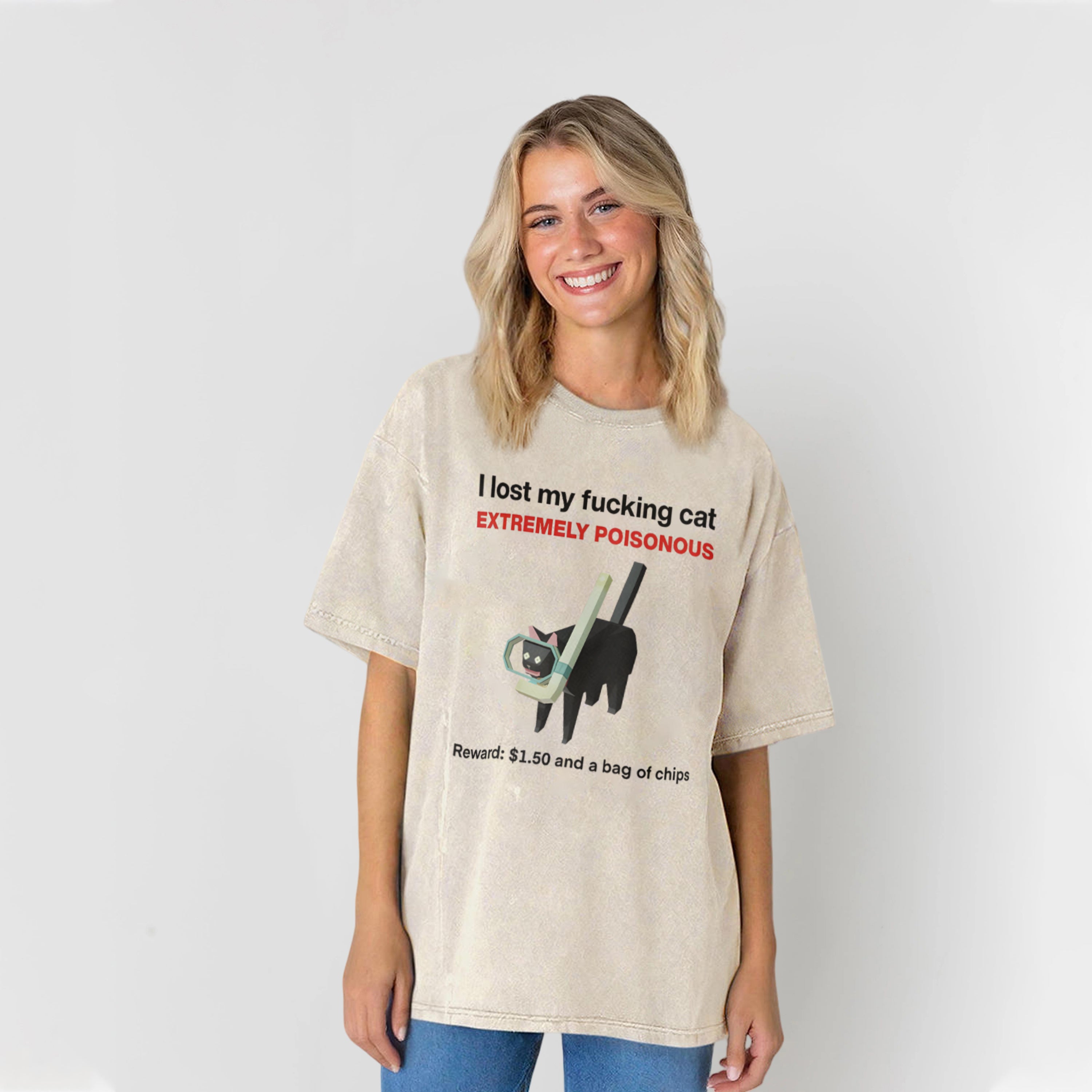 I Lost My Cat Meme Washed Unisex Tee