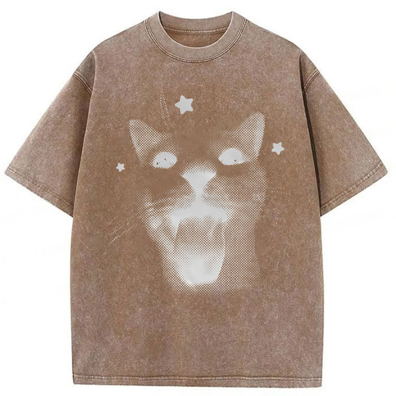 Funny Y2k Cat Washed Unisex Tee