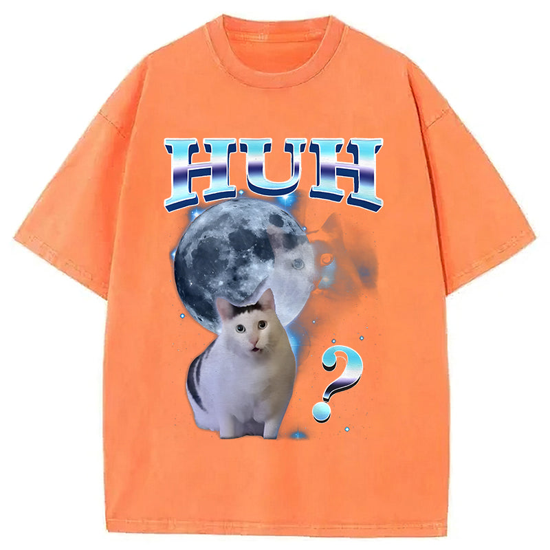 HUH Funny Dank Cat Meme Washed Unisex Tee