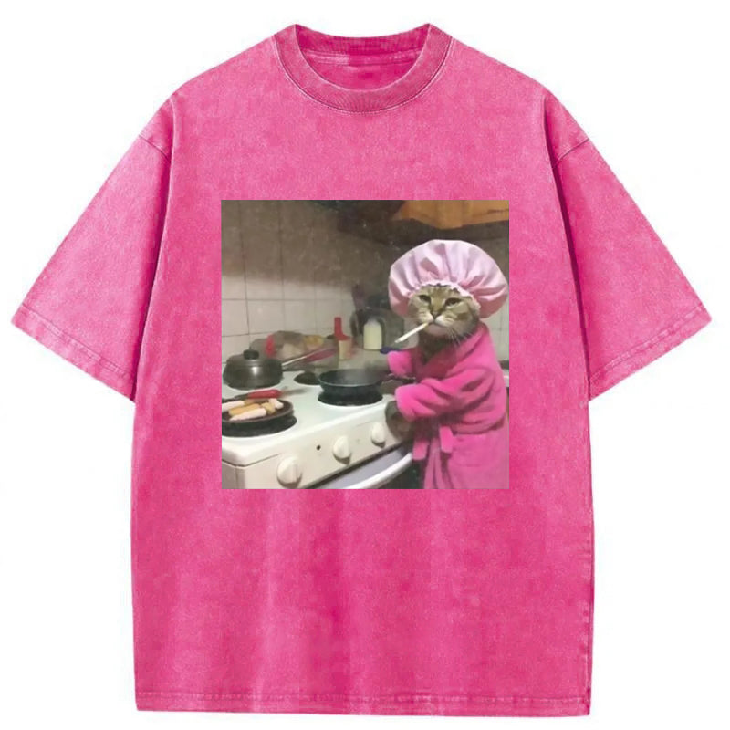 Funny Housewife Cat Washed Unisex Tee