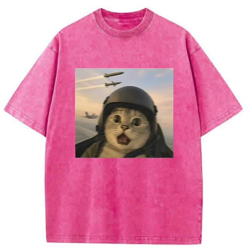 Flying Cat Meme Washed Unisex Tee