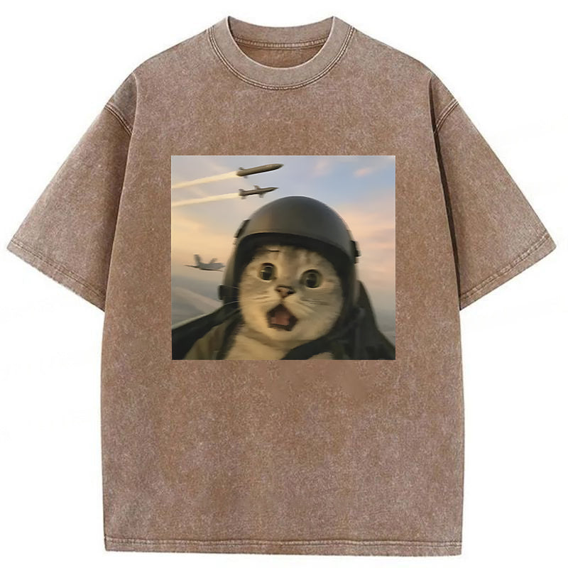 Flying Cat Meme Washed Unisex Tee