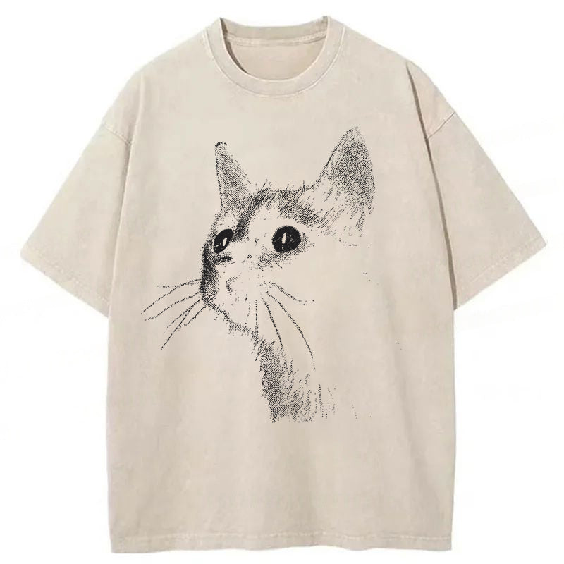 Vintage Black Cat Washed Unisex Tee