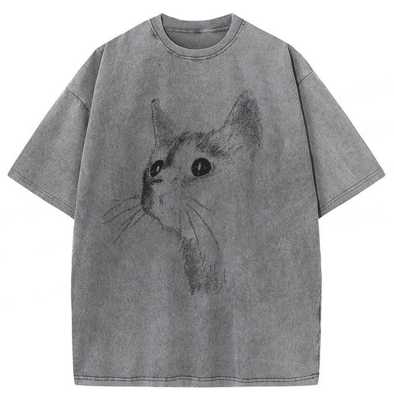 Vintage Black Cat Washed Unisex Tee