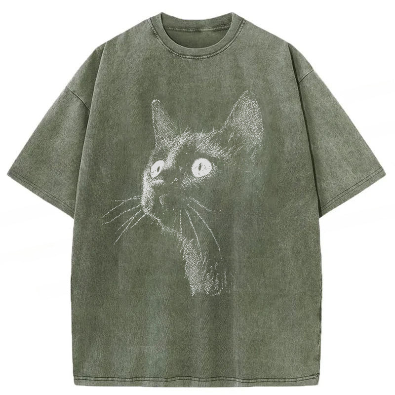 Vintage Black Cat Washed Unisex Tee