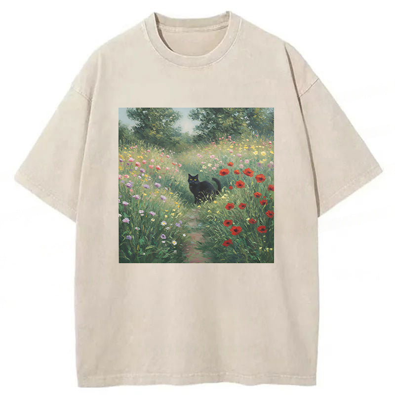 Impressionist Cat Washed Unisex Tee