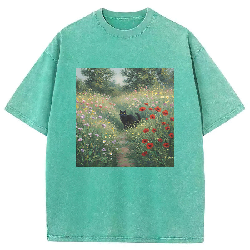 Impressionist Cat Washed Unisex Tee