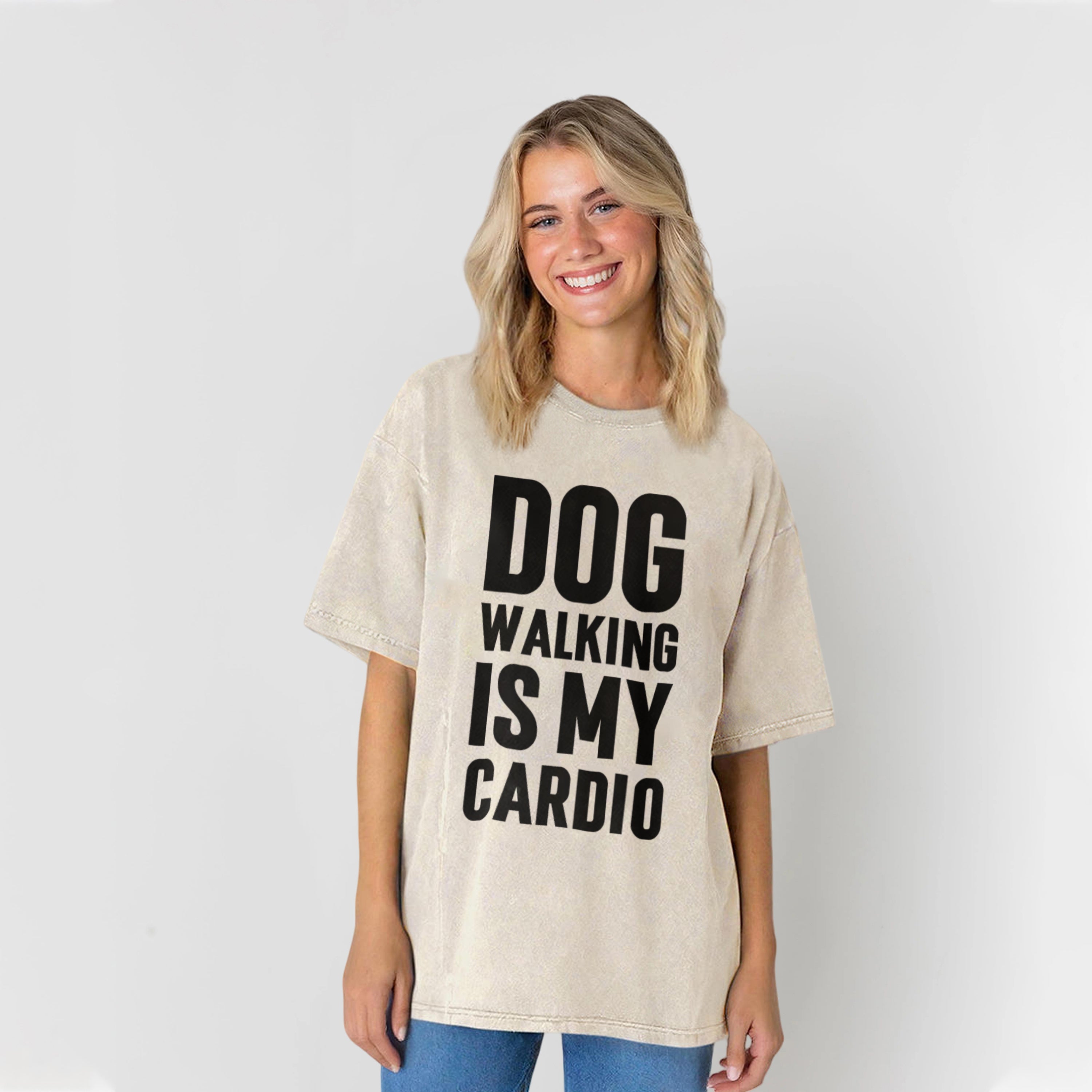 DOG WALKING IS MY CARDIO Washed Unisex Tee