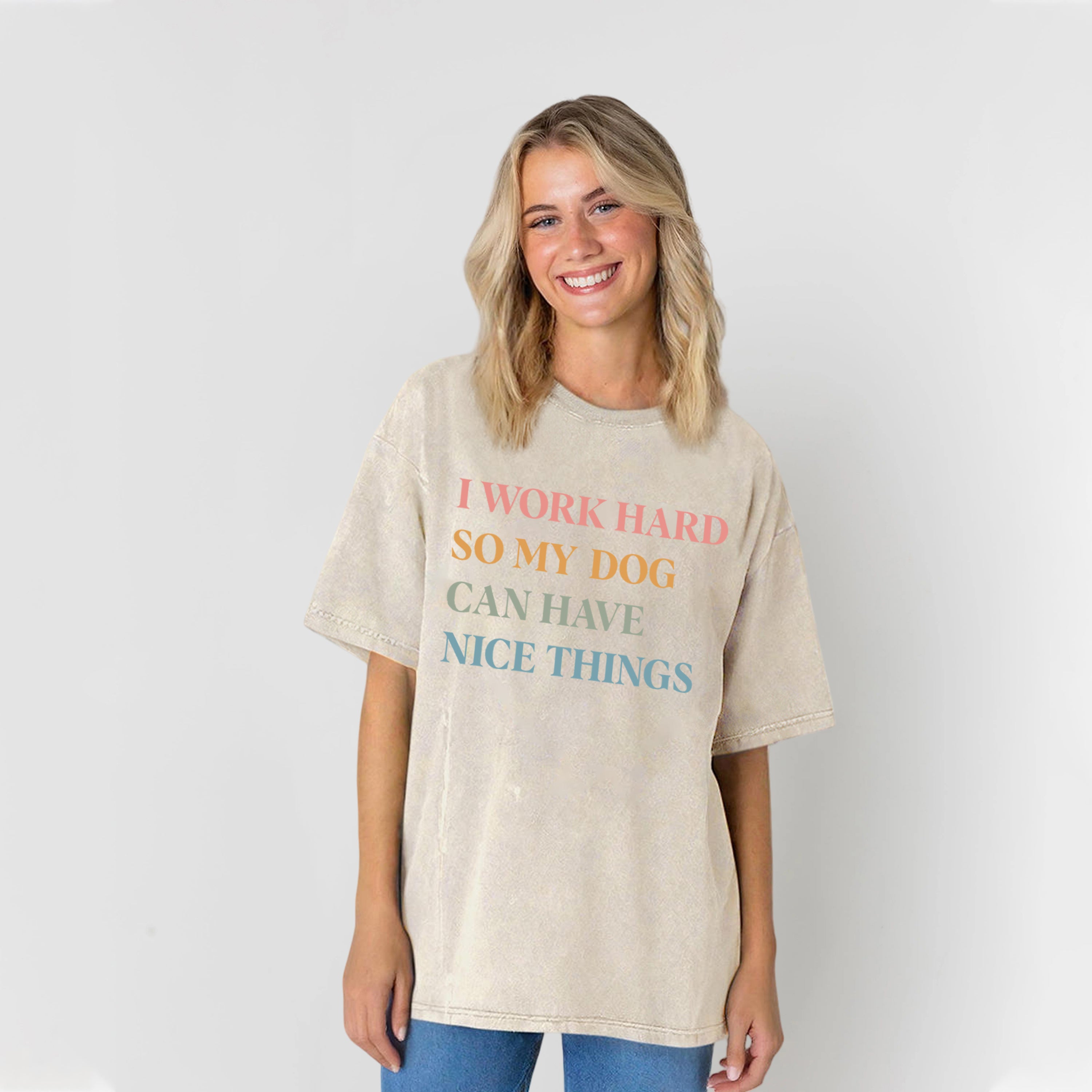 I Work Hard Washed Unisex Tee