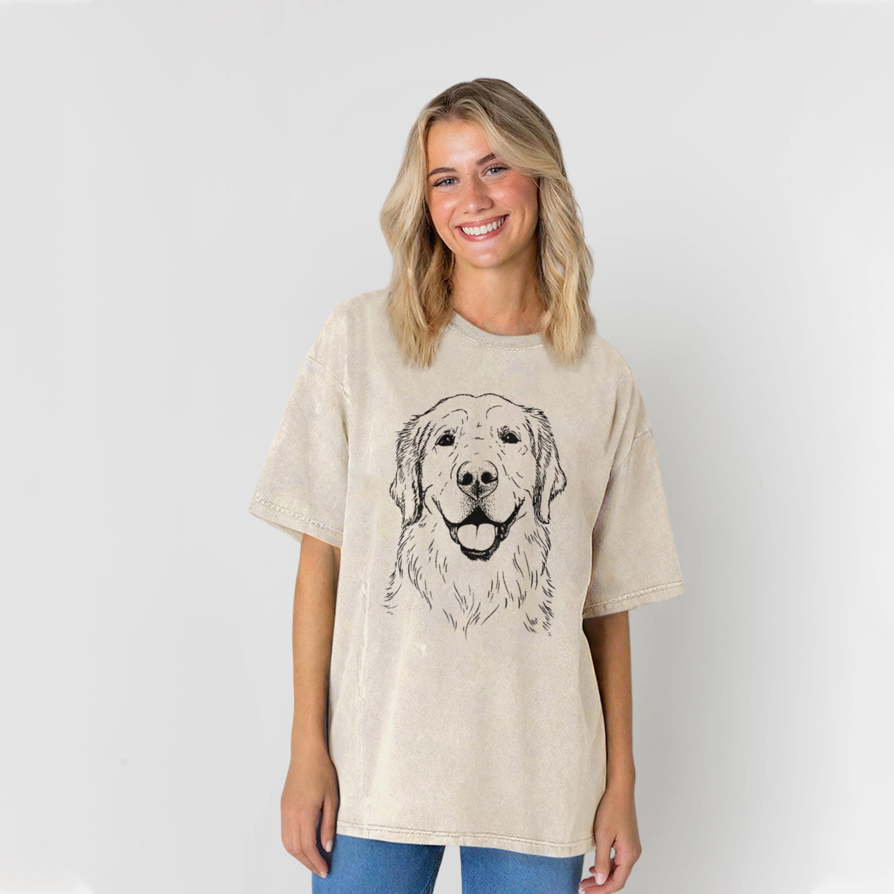 Sketch Of Golden Retriever Washed Unisex Tee