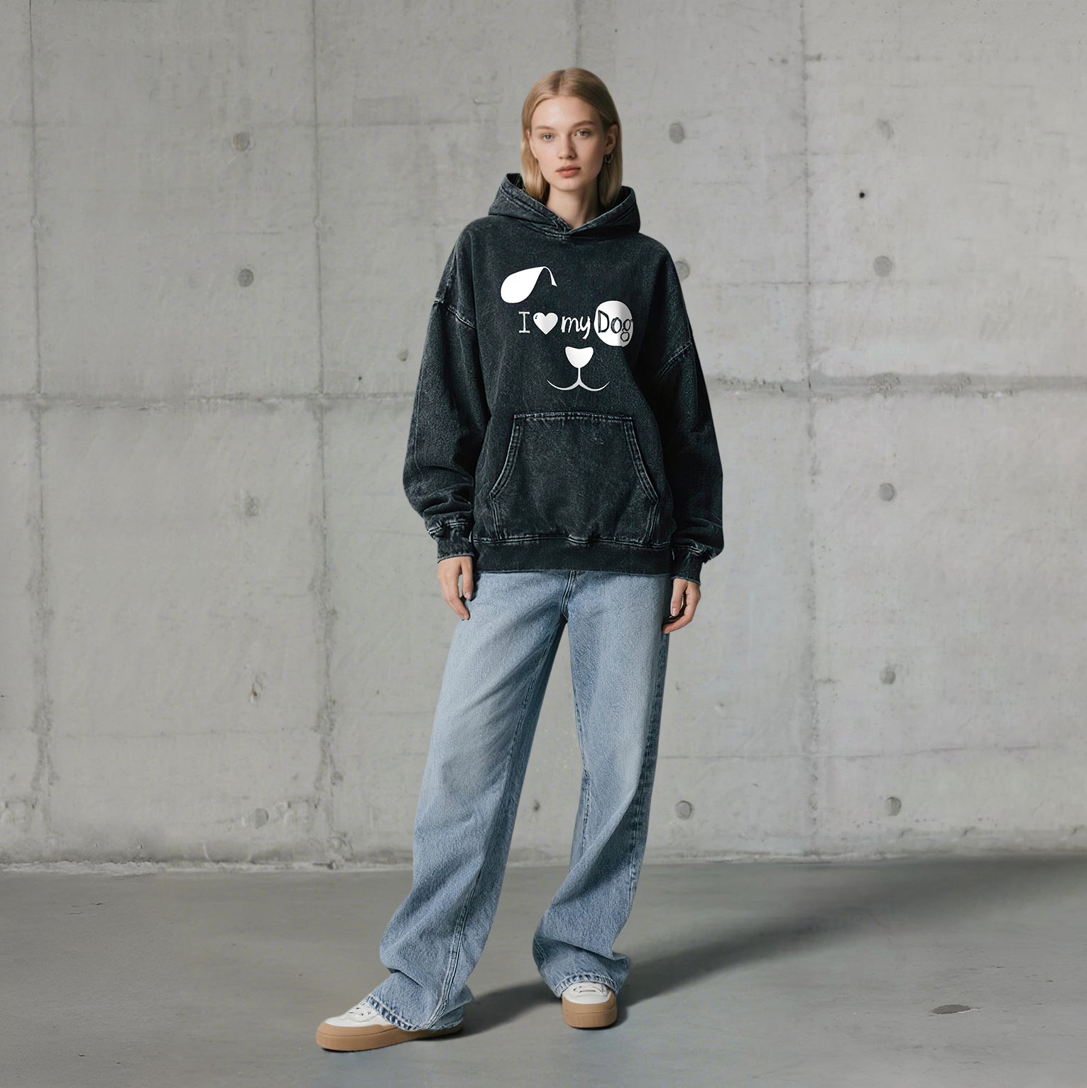I Love My Dog Washed Unisex Hoodie