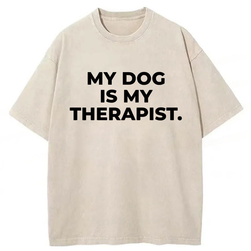 My Dog Is My Therapist Washed Unisex Tee
