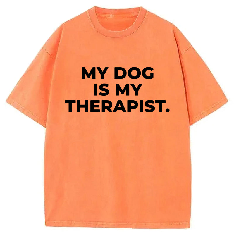 My Dog Is My Therapist Washed Unisex Tee