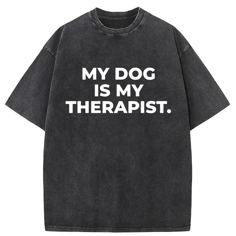 My Dog Is My Therapist Washed Unisex Tee
