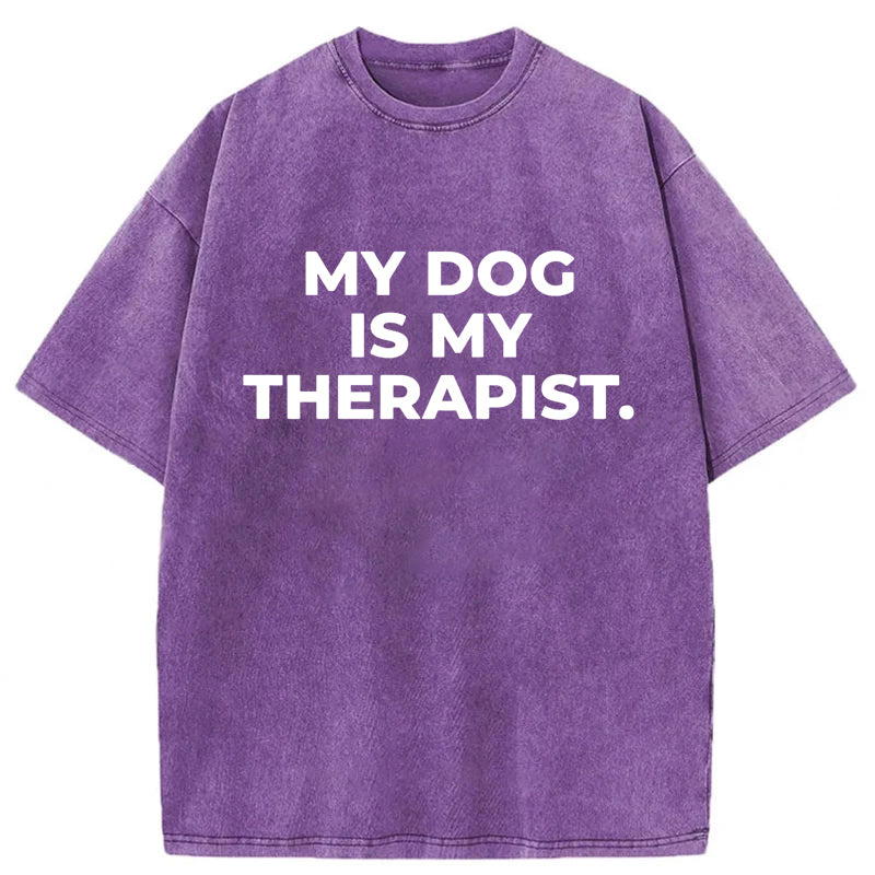 My Dog Is My Therapist Washed Unisex Tee