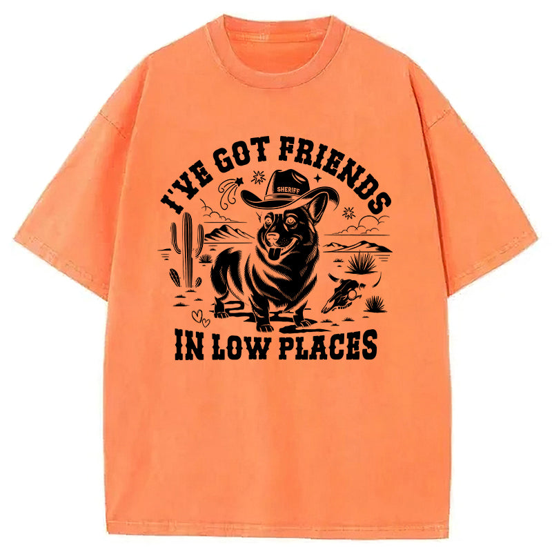 I've Got Friends In Low Places Corgi Washed Unisex Tee