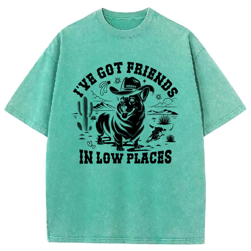 I've Got Friends In Low Places Corgi Washed Unisex Tee