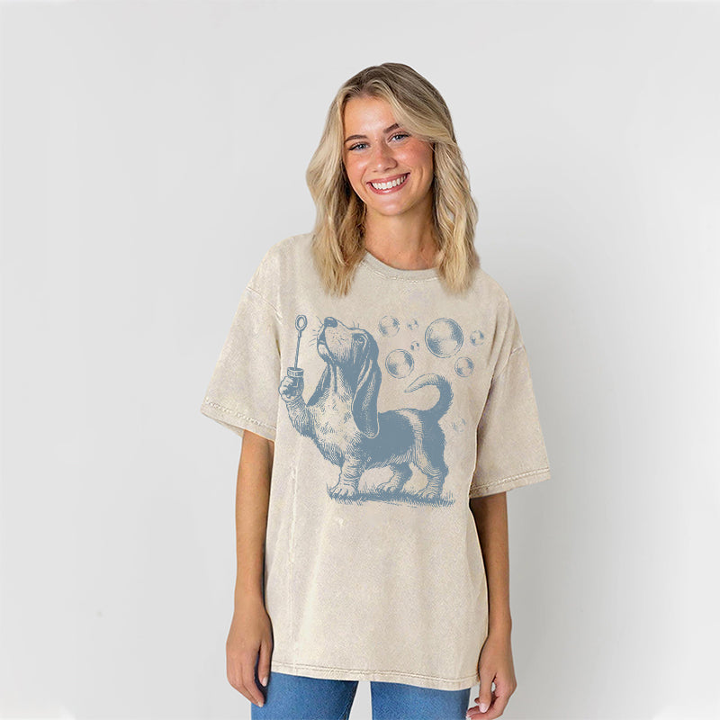 Basset Hound Washed Unisex Tee