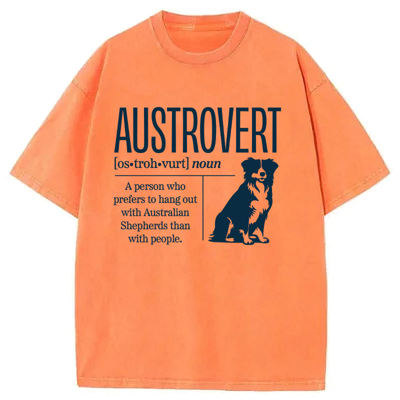 Austrovert A Person Who Prefers To Hang Out With Australian Shepherds Washed Unisex Tee