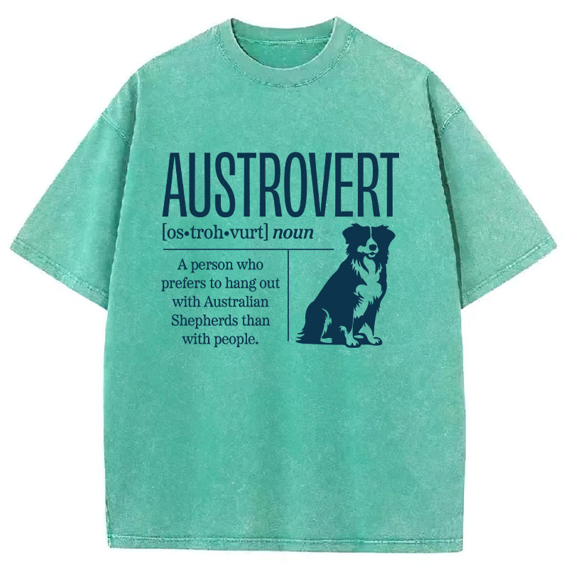Austrovert A Person Who Prefers To Hang Out With Australian Shepherds Washed Unisex Tee