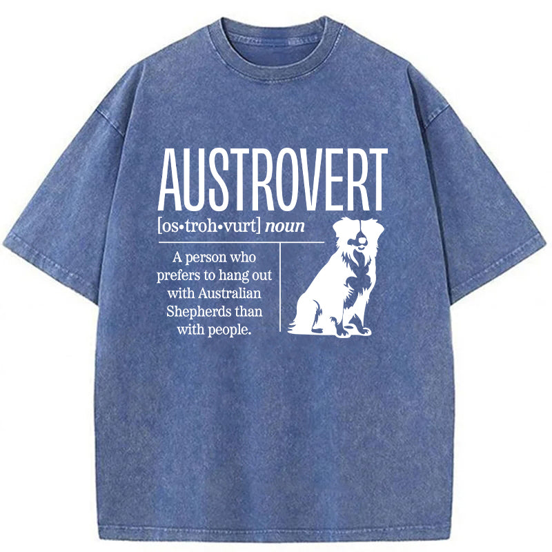 Austrovert A Person Who Prefers To Hang Out With Australian Shepherds Washed Unisex Tee