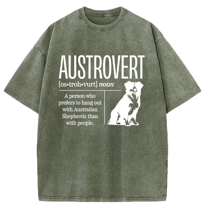 Austrovert A Person Who Prefers To Hang Out With Australian Shepherds Washed Unisex Tee
