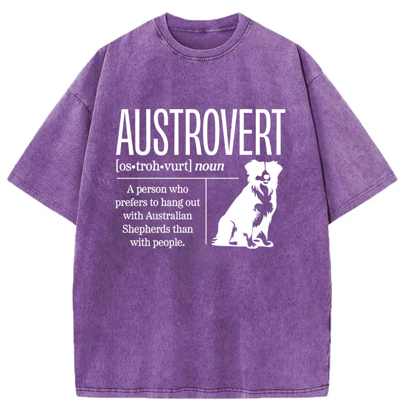 Austrovert A Person Who Prefers To Hang Out With Australian Shepherds Washed Unisex Tee