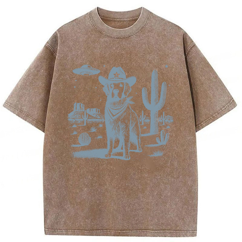 Golden Retriever UFO Washed Unisex Tee