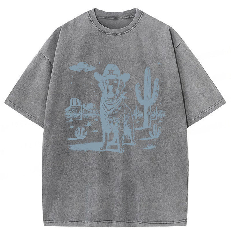 Golden Retriever UFO Washed Unisex Tee