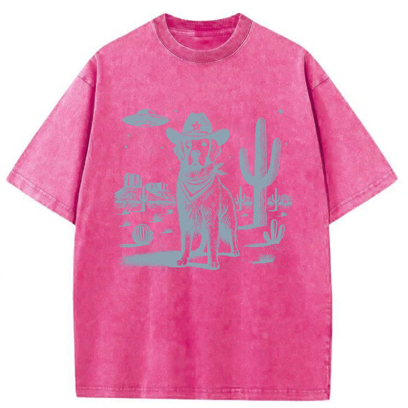 Golden Retriever UFO Washed Unisex Tee