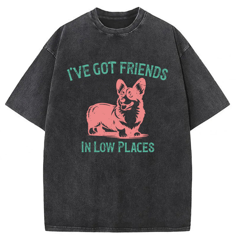 I've Got Friends In Low Places Corgi Washed Unisex Tee