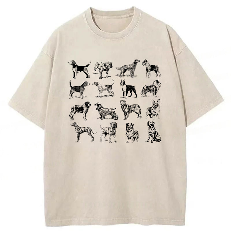 Vintage Dog Breeds Washed Unisex Tee