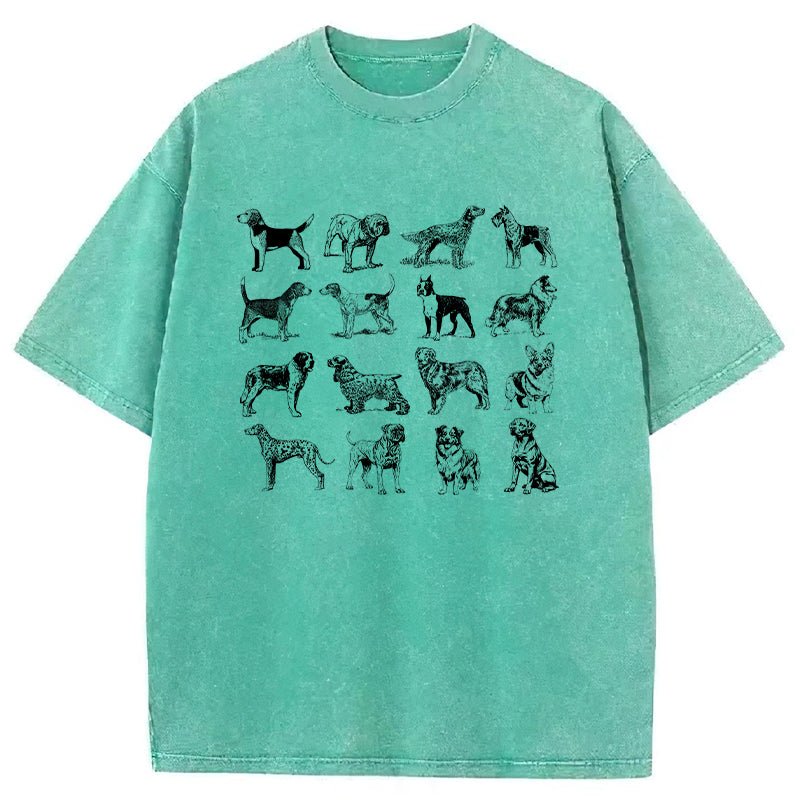 Vintage Dog Breeds Washed Unisex Tee