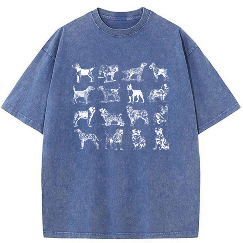 Vintage Dog Breeds Washed Unisex Tee