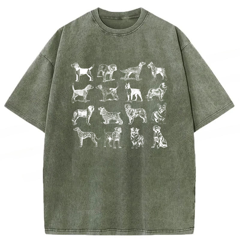 Vintage Dog Breeds Washed Unisex Tee