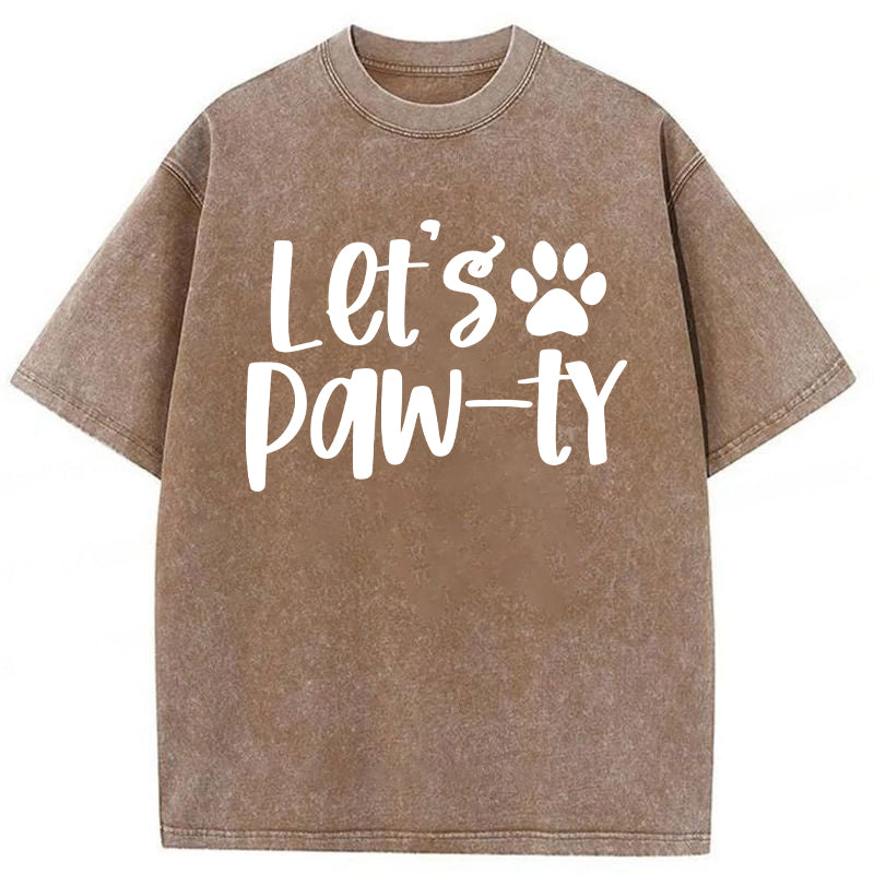 Let's Paw-ty Washed Unisex Tee