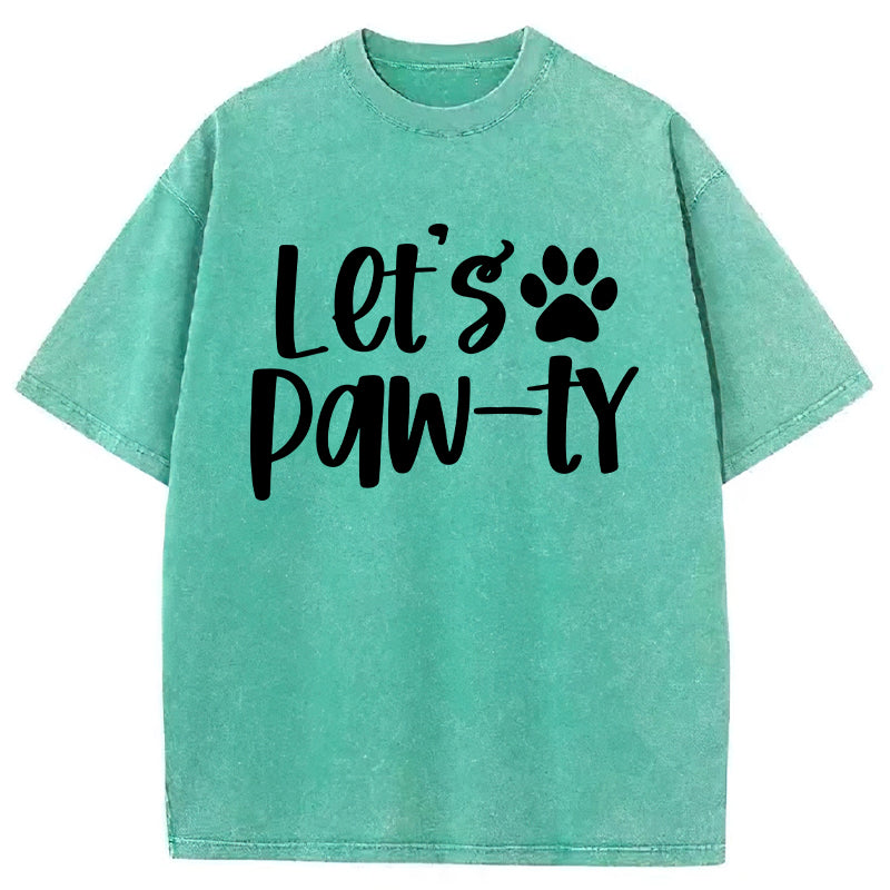 Let's Paw-ty Washed Unisex Tee