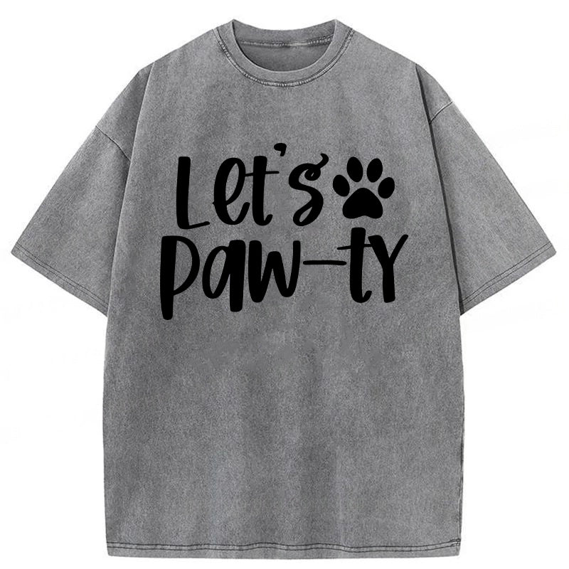 Let's Paw-ty Washed Unisex Tee