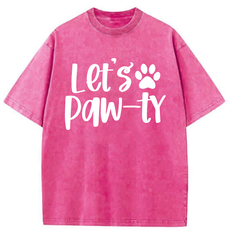 Let's Paw-ty Washed Unisex Tee