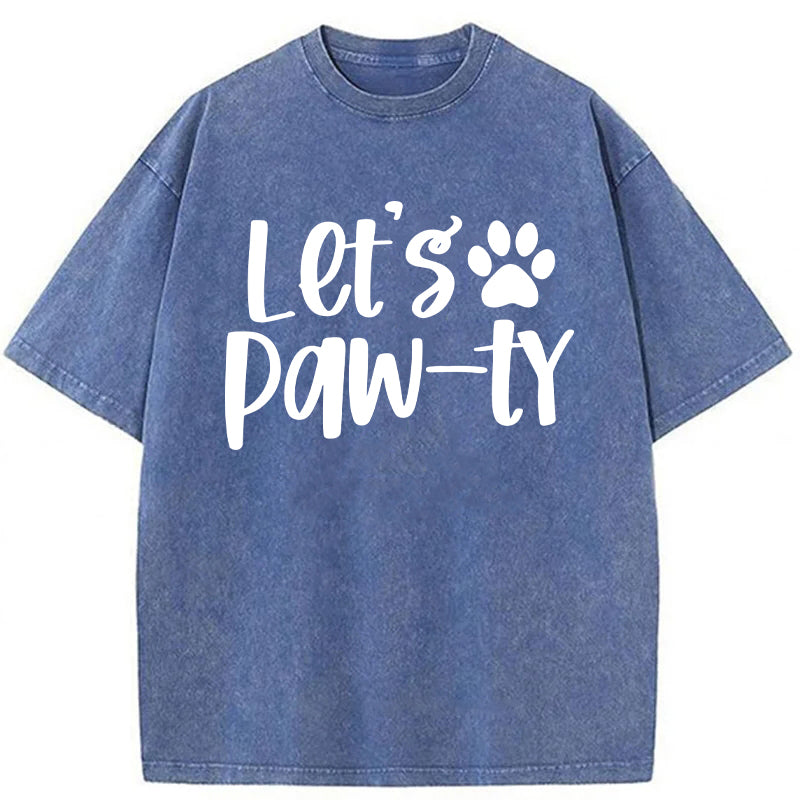 Let's Paw-ty Washed Unisex Tee