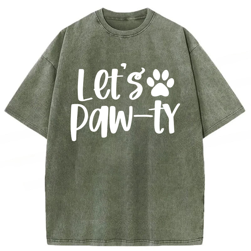 Let's Paw-ty Washed Unisex Tee