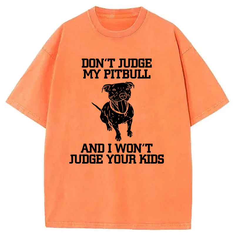 Don't Judge My Pitbull Washed Unisex Tee