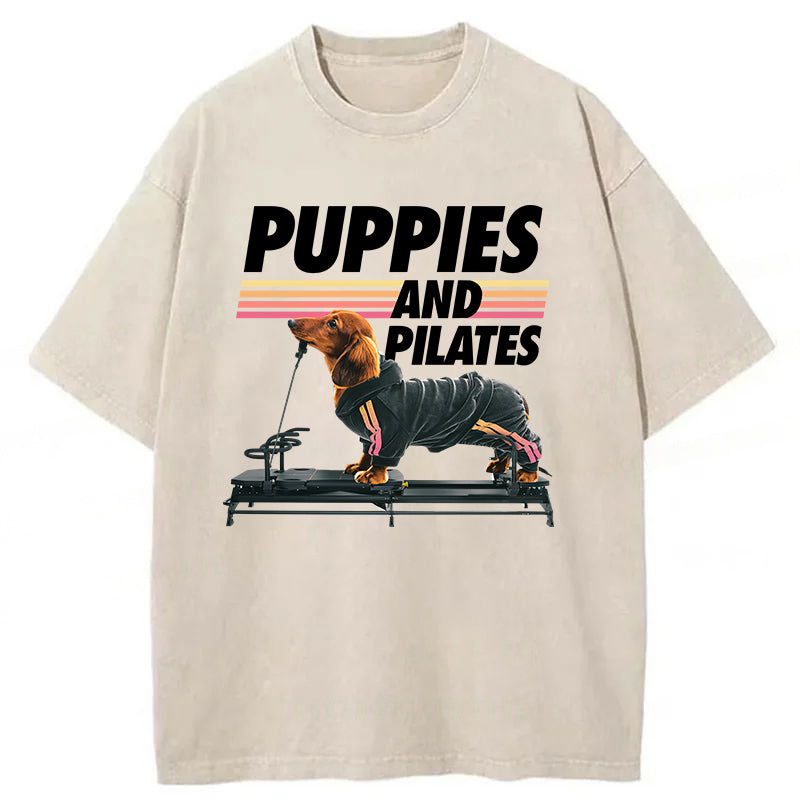Puppies And Pilates Washed Unisex Tee