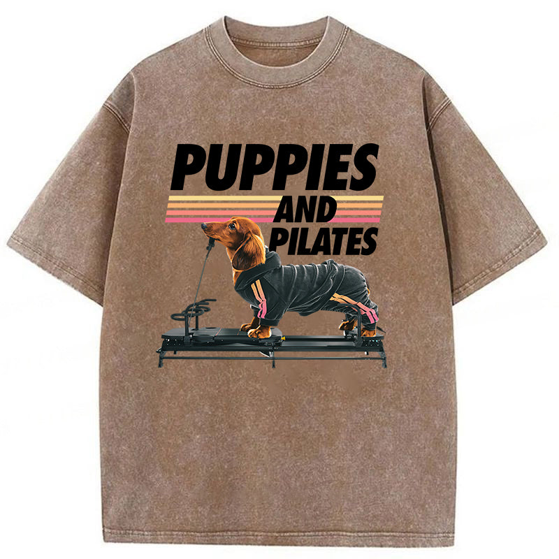 Puppies And Pilates Washed Unisex Tee