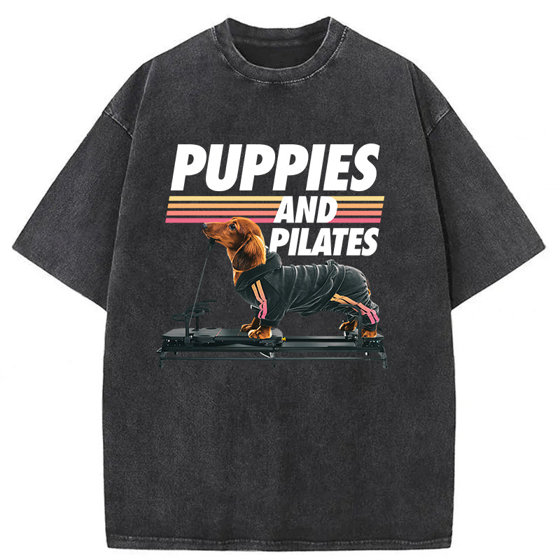 Puppies And Pilates Washed Unisex Tee